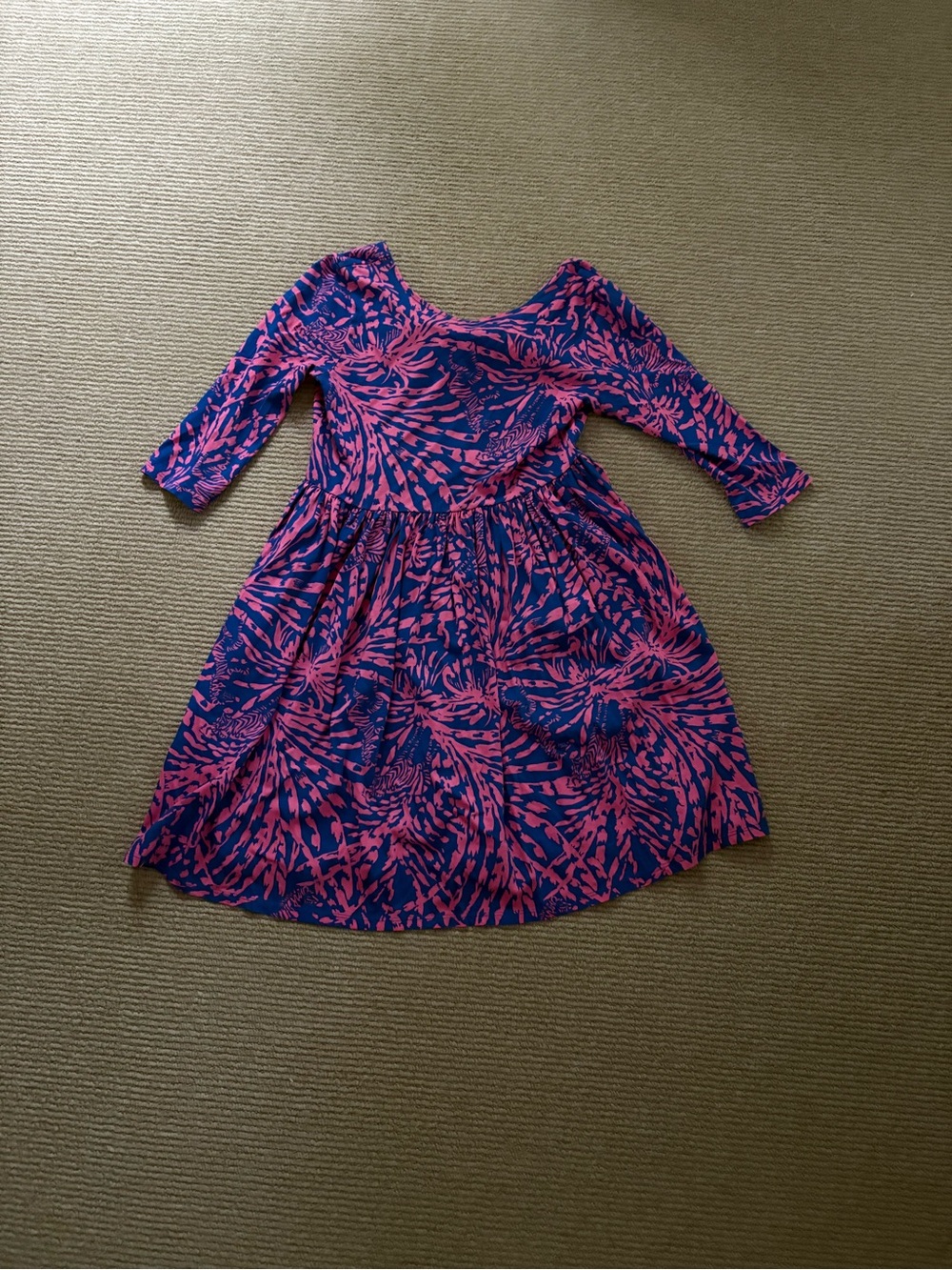Lilly Pulitzer Girls Pink and Blue Printed Long Sleeve Dress xl 14-16